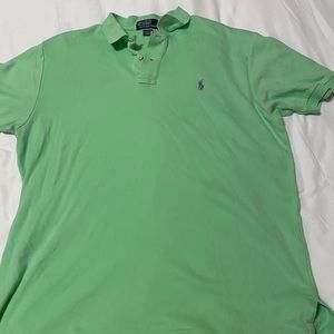 super bright green polo Ralph Lauren polo button up short sleeve tee